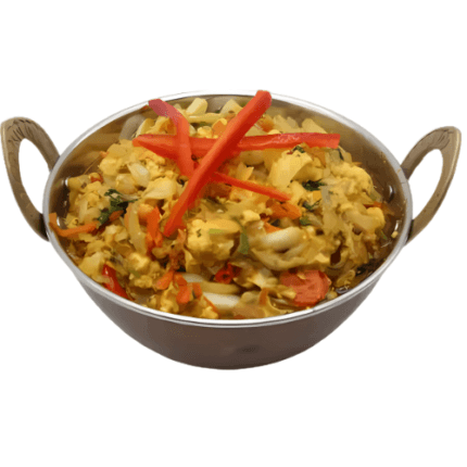 A comforting blend of potatoes and cauliflower cooked with aromatic spices and herbs for a flavorful vegetarian dish