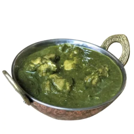 Tender mutton cooked in a flavorful spinach-based gravy infused with traditional spices.